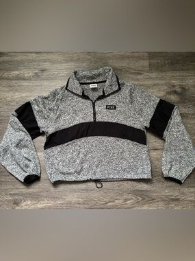 PINK Victoria's Secret Gray & Black Half-Zip Sweater
